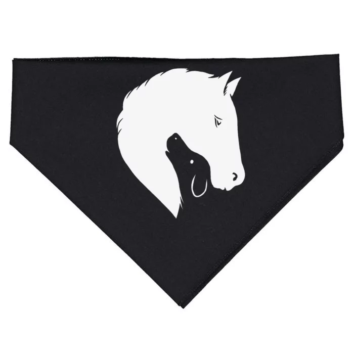 Horse Dog Silhouette Funny Equine Canine USA-Made Doggie Bandana