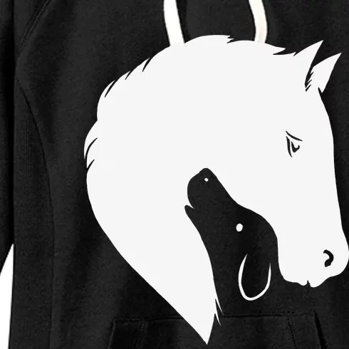 Horse Dog Silhouette Funny Equine Canine Women's Fleece Hoodie