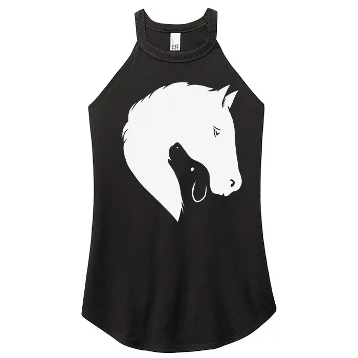 Horse Dog Silhouette Funny Equine Canine Women’s Perfect Tri Rocker Tank