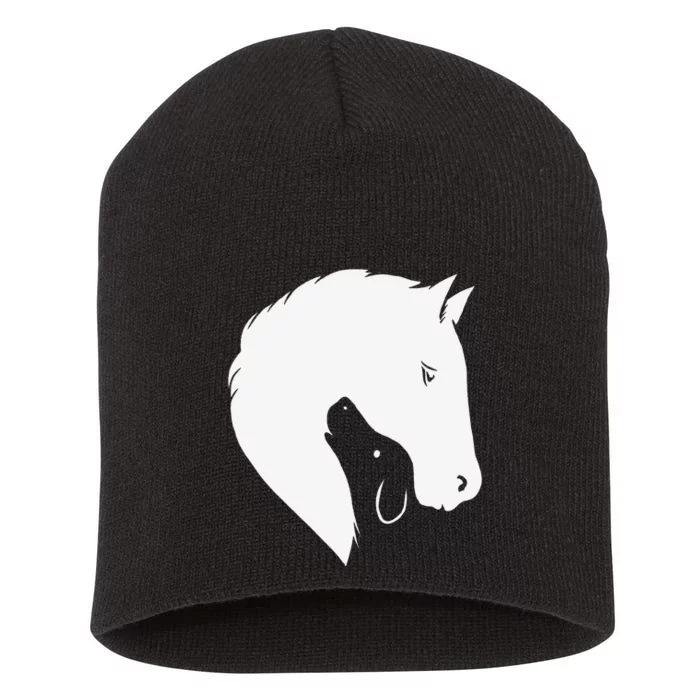 Horse Dog Silhouette Funny Equine Canine Short Acrylic Beanie