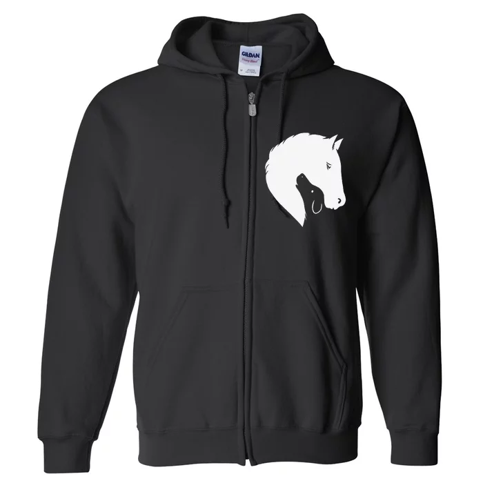 Horse Dog Silhouette Funny Equine Canine Full Zip Hoodie