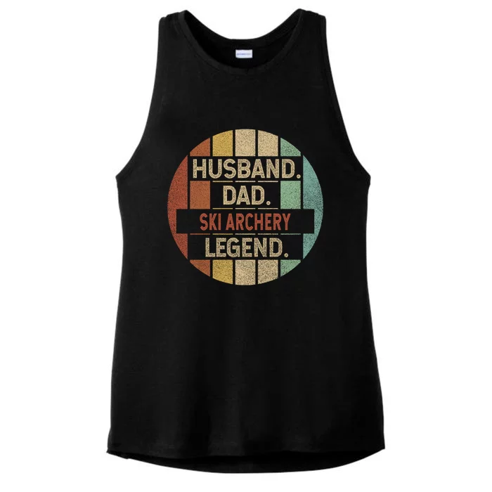 Husband Dad Ski Archery Legend Vintage Great Gift Ladies Tri-Blend Wicking Tank