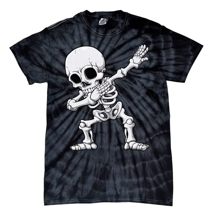 Halloween Dabbing Skeleton Skull Rib Cage Dab Dance Tie-Dye T-Shirt