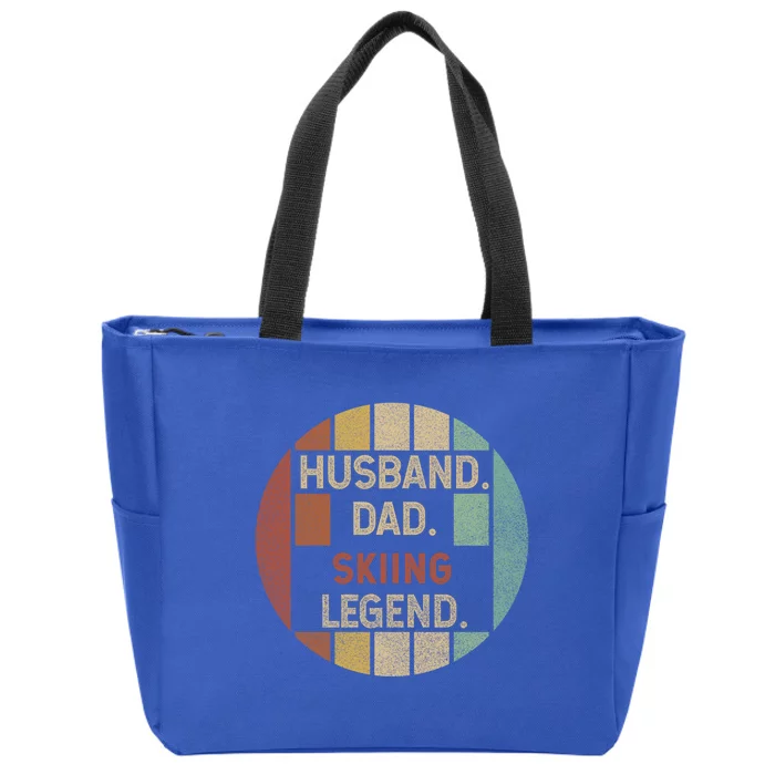 Husband Dad Skiing Legend Vintage Fathers Day Cute Gift Zip Tote Bag