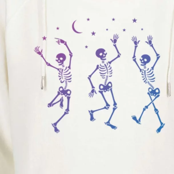 Halloween Dancing Skeletons Gift Womens Funnel Neck Pullover Hood