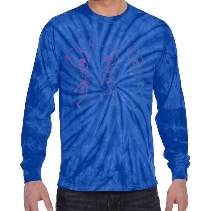 Halloween Dancing Skeletons Gift Tie-Dye Long Sleeve Shirt