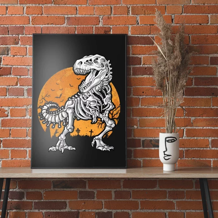 Halloween Dinosaur Skeleton T Rex Scary Moon Sweat Poster