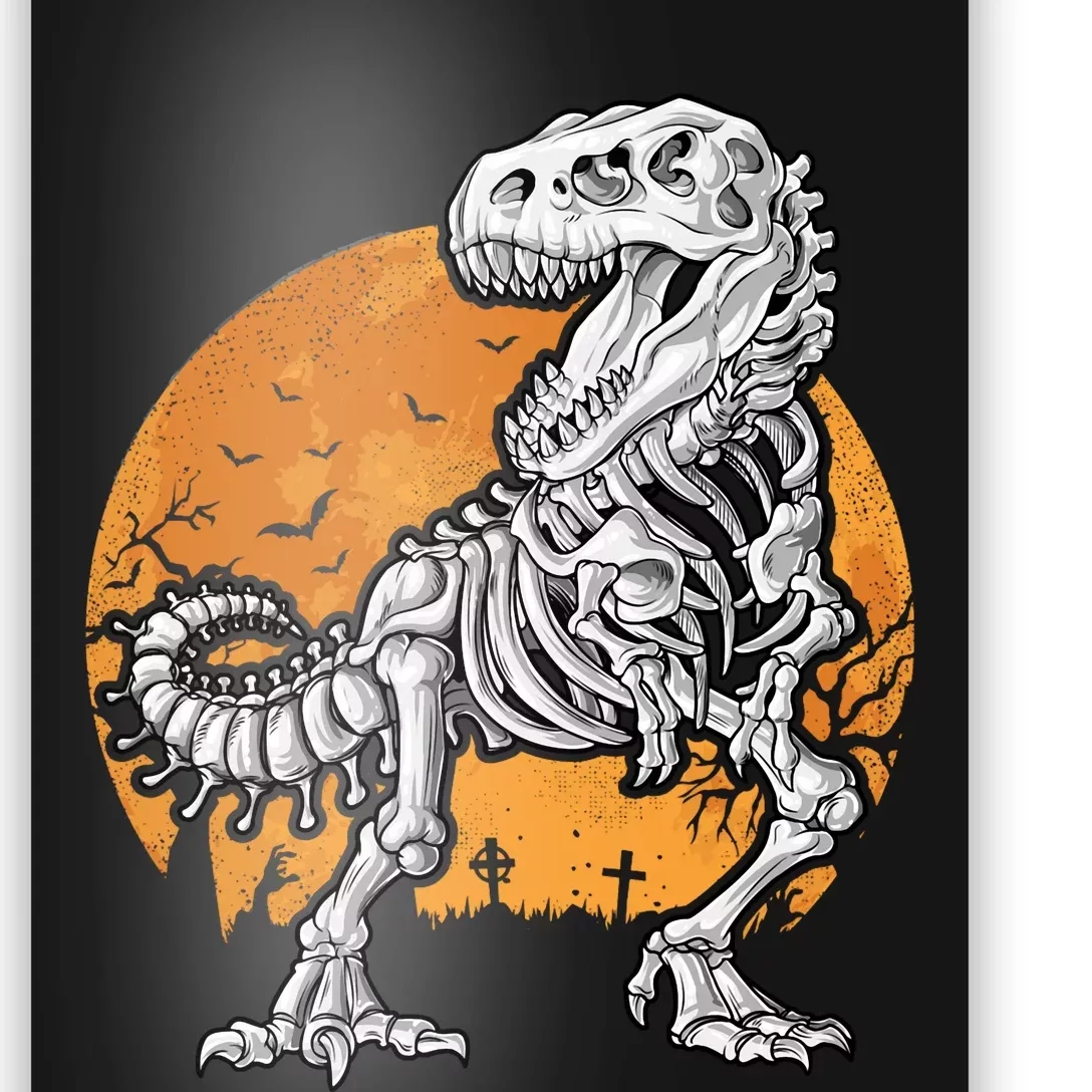 Halloween Dinosaur Skeleton T Rex Scary Moon Sweat Poster