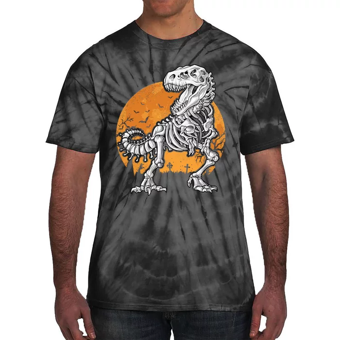 Halloween Dinosaur Skeleton T Rex Scary Moon Sweat Tie-Dye T-Shirt