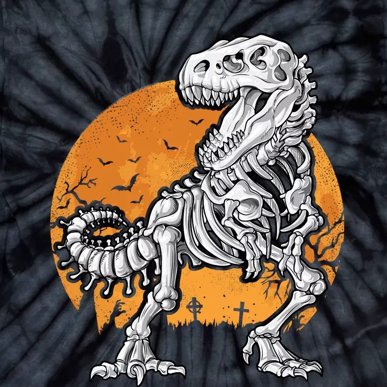 Halloween Dinosaur Skeleton T Rex Scary Moon Sweat Tie-Dye T-Shirt