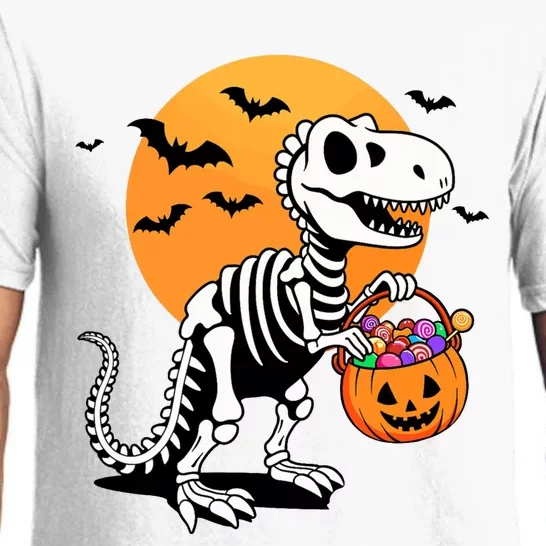 Halloween Dinosaur Skeleton T Rex Scary Pumpkin Moon De Pajama Set