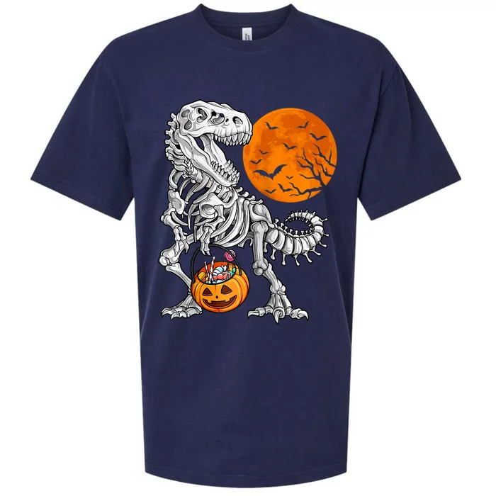 Halloween Dinosaur Skeleton T Rex Scary Pumpkin Moon Raglan Baseball Sueded Cloud Jersey T-Shirt