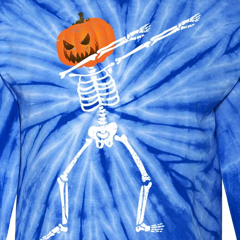 Halloween Dabbing Skeleton Scary Pumpkin Jack O Lantern Gift Tie-Dye Long Sleeve Shirt