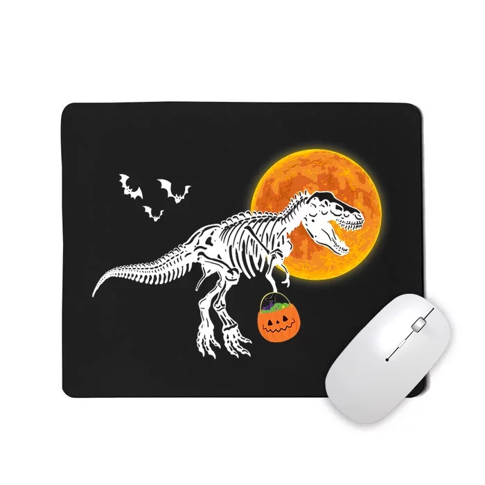 Halloween Dinosaur Skeleton T Rex Scary Pumpkin Moon Mousepad