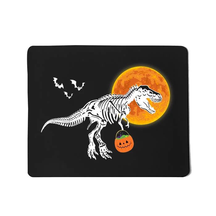 Halloween Dinosaur Skeleton T Rex Scary Pumpkin Moon Mousepad