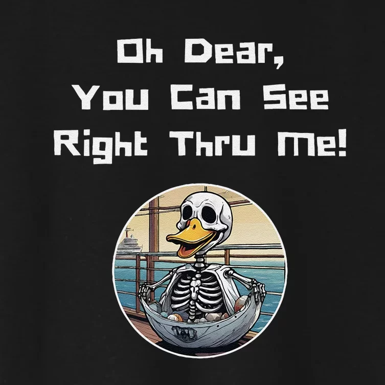 Halloween Duck Skeleton Oh Dear You Can See Right Thru Me Women's Crop Top Tee