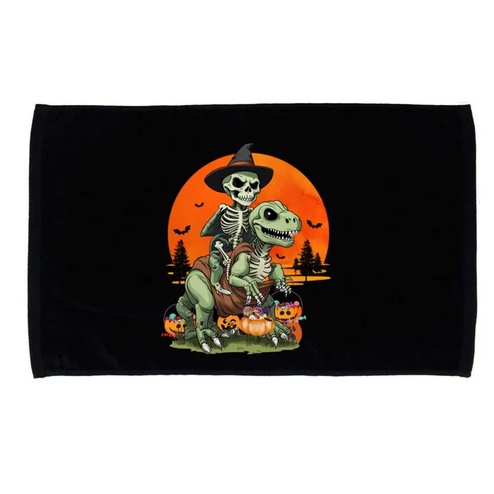 Halloween Dinosaur Skeleton T Rex Pumpkin Moon Funny Gift Microfiber Hand Towel