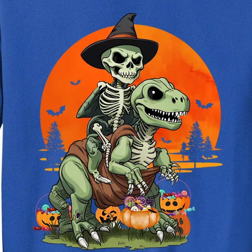 Halloween Dinosaur Skeleton T Rex Pumpkin Moon Funny Gift Sweatshirt