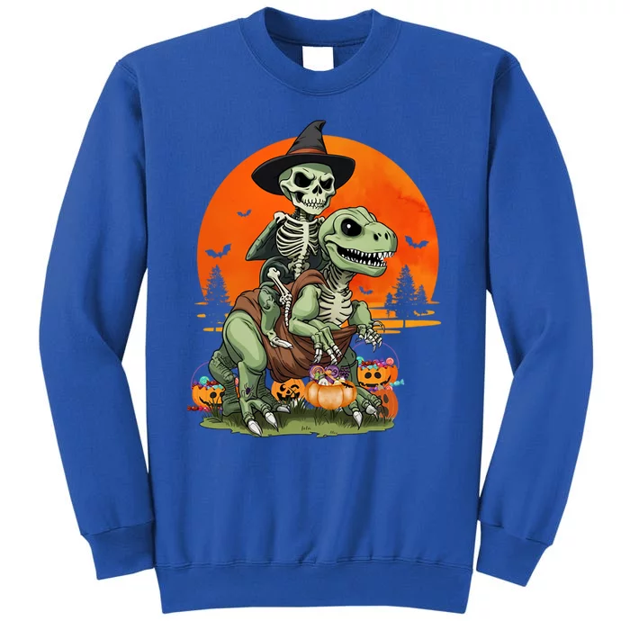 Halloween Dinosaur Skeleton T Rex Pumpkin Moon Funny Gift Sweatshirt