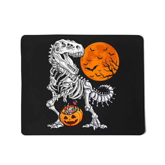 Halloween Dinosaur Skeleton T rex Scary Pumpkin Moon Mousepad