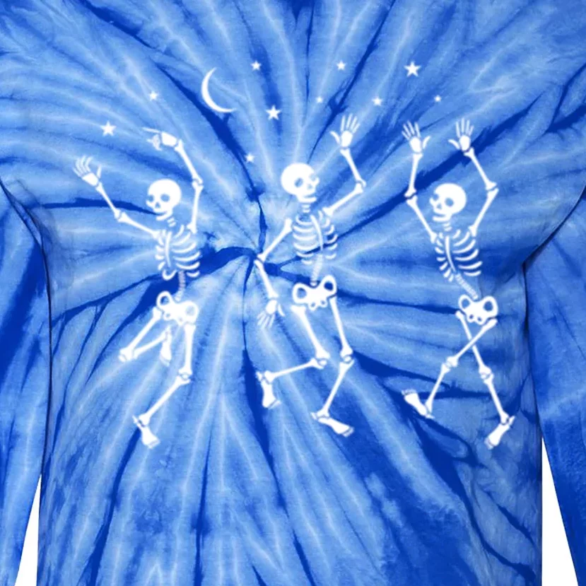 Halloween Dancing Skeletons Gift Tie-Dye Long Sleeve Shirt