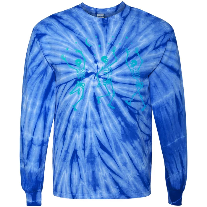 Halloween Dancing Skeletons Gift Tie-Dye Long Sleeve Shirt