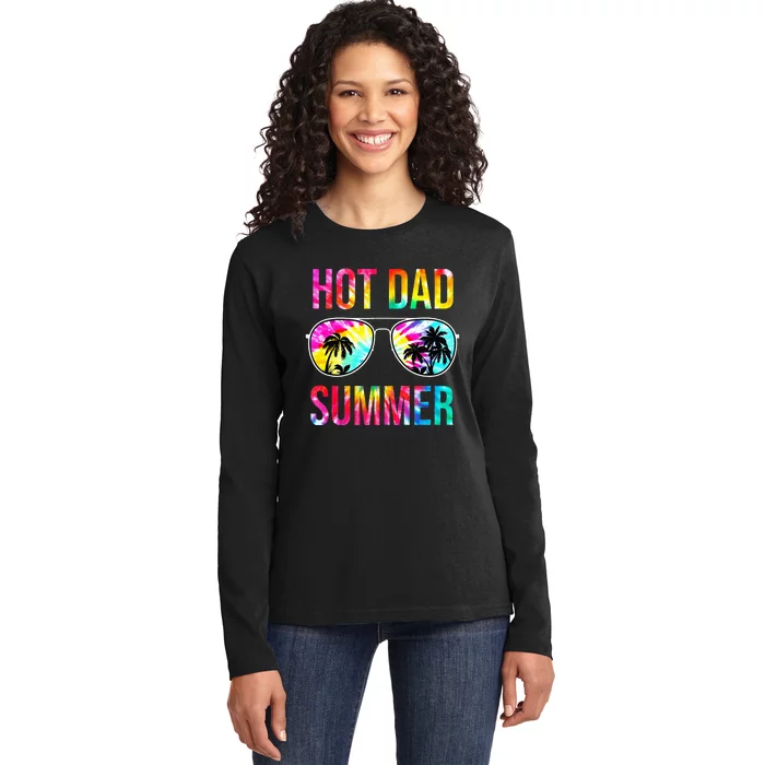 Hot Dad Summer Family Matching Sunglasses Tie Dye Funny Dad Ladies Long Sleeve Shirt