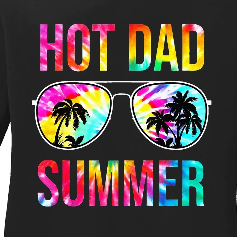 Hot Dad Summer Family Matching Sunglasses Tie Dye Funny Dad Ladies Long Sleeve Shirt