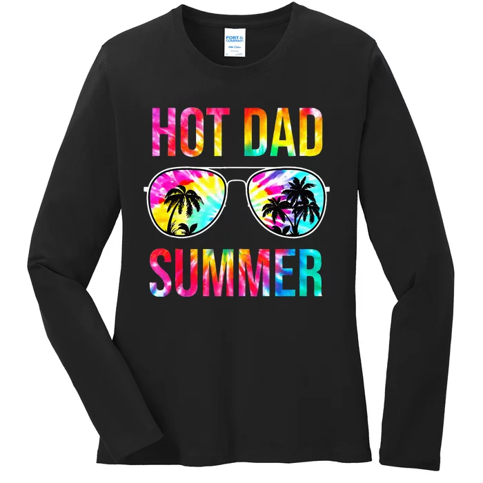 Hot Dad Summer Family Matching Sunglasses Tie Dye Funny Dad Ladies Long Sleeve Shirt