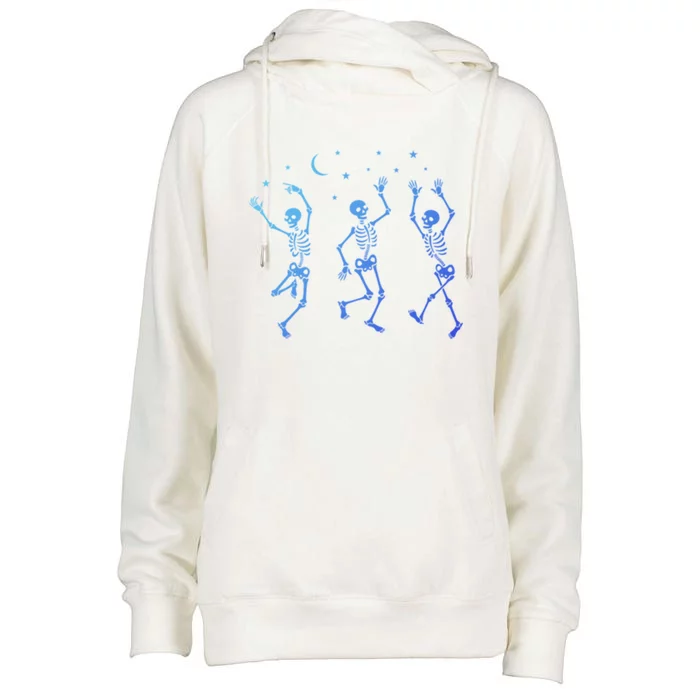 Halloween Dancing Skeletons Gift Womens Funnel Neck Pullover Hood