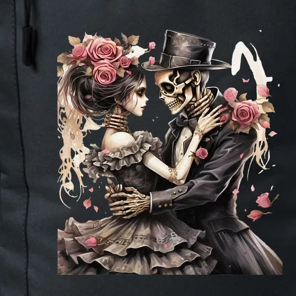 Halloween Dancing Skeleton Couple Roses And Skeleton Daily Commute Backpack