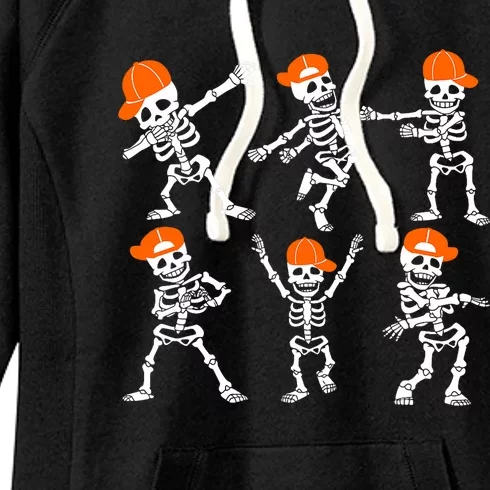 Halloween Dancing Skeleton Cap Funny Women's Fleece Hoodie