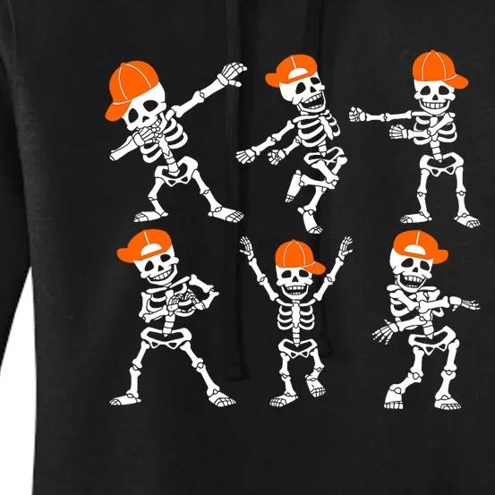 Halloween Dancing Skeleton Cap Funny Women's Pullover Hoodie