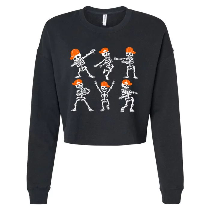 Halloween Dancing Skeleton Cap Funny Cropped Pullover Crew