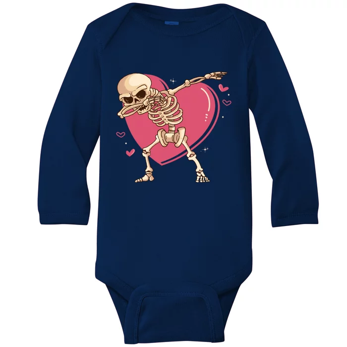 Halloween Dabbing Skeletal Scary Valentine's Day Skeleton Cool Gift Baby Long Sleeve Bodysuit