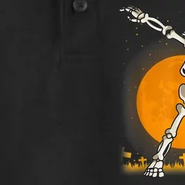 Halloween Dabbing Skeleton Dry Zone Grid Performance Polo