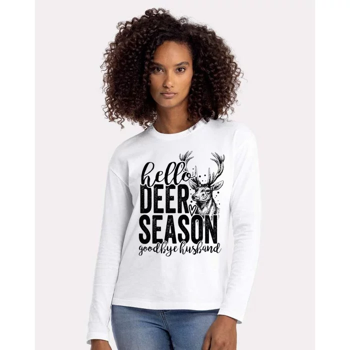 Hello Deer Season Goodbye Husband Vintage Womens Cotton Relaxed Long Sleeve T-Shirt