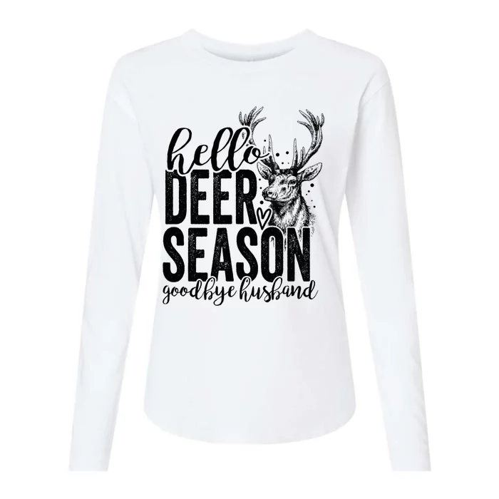 Hello Deer Season Goodbye Husband Vintage Womens Cotton Relaxed Long Sleeve T-Shirt