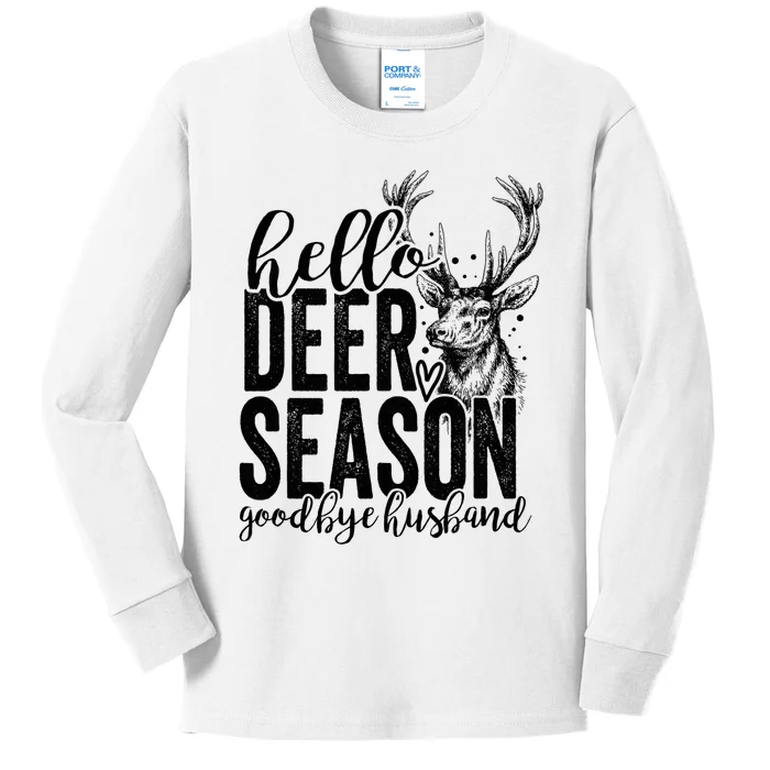 Hello Deer Season Goodbye Husband Vintage Kids Long Sleeve Shirt