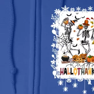 Hallothanksmas Dancing Skeletons Halloween Thanksgiving Xmas Gift Full Zip Hoodie