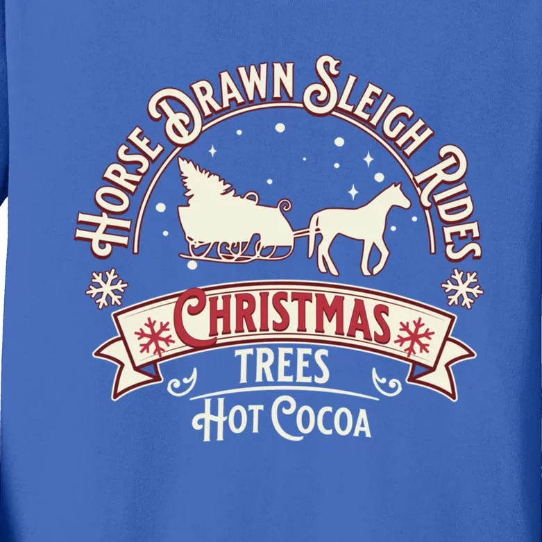 Horse Drawn Sleigh Ride Christmas Sleigh Ride Tree Farm Gift Kids Long Sleeve Shirt