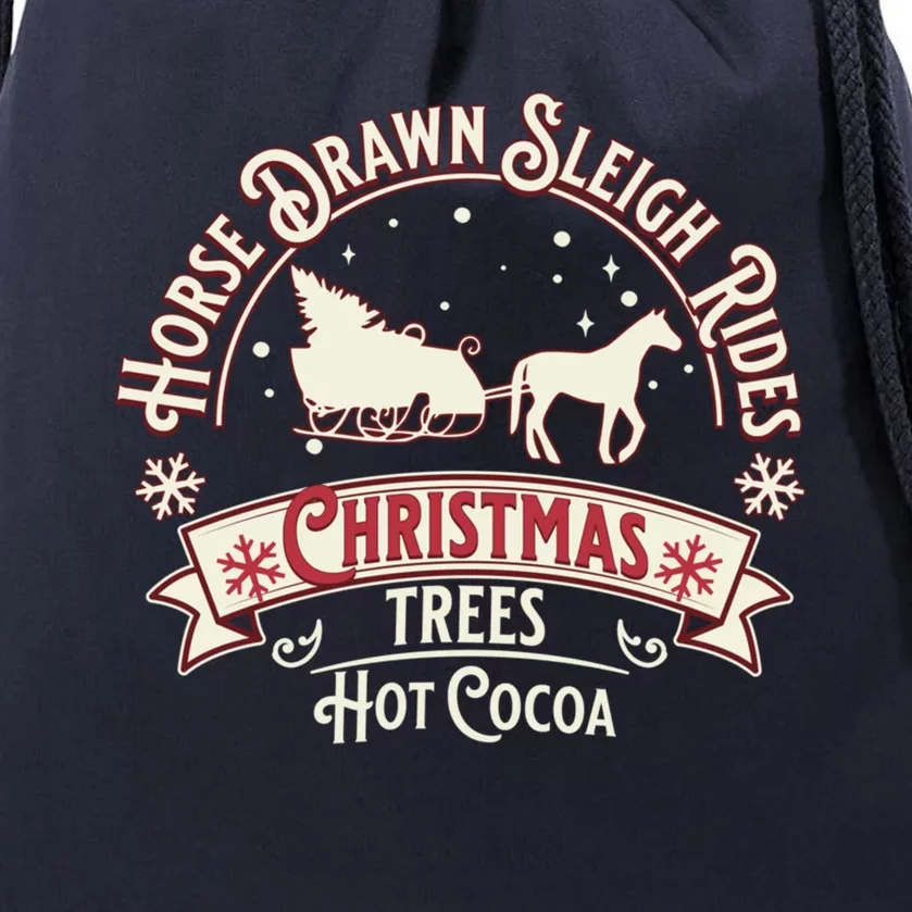 Horse Drawn Sleigh Ride Christmas Sleigh Ride Tree Farm Gift Drawstring Bag