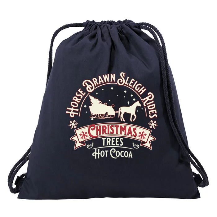 Horse Drawn Sleigh Ride Christmas Sleigh Ride Tree Farm Gift Drawstring Bag