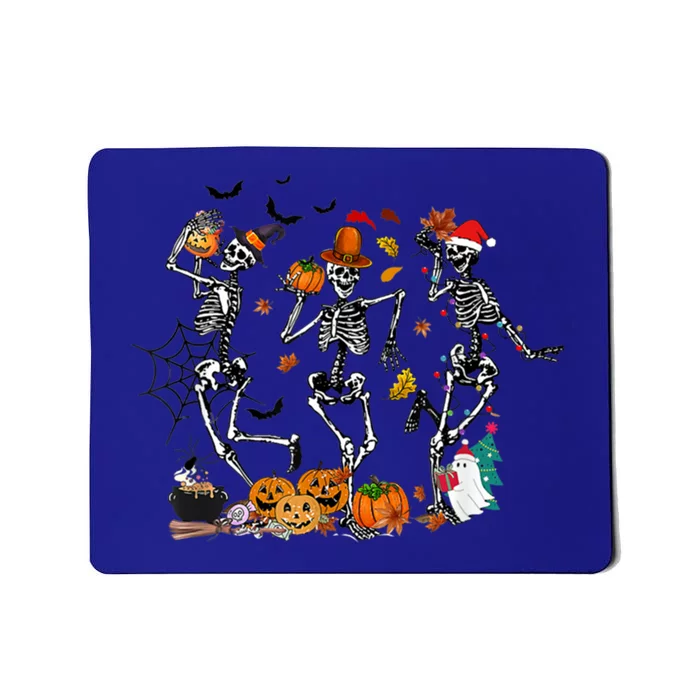 Hallothanksmas Dancing Skeletons Halloween Thanksgiving Xmas Great Gift Mousepad