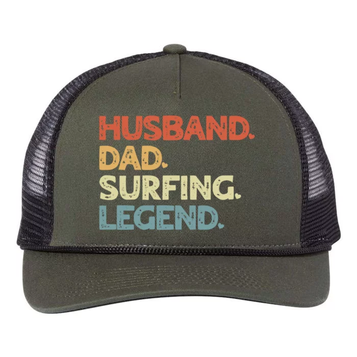 Husband Dad Surfing Legend Vintage Funny Surfer Father Great Gift Retro Rope Trucker Hat Cap