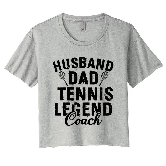 Husband Dad Tennis Legend Coach Funny Tennis Dad Cute Gift Women's Crop Top Tee