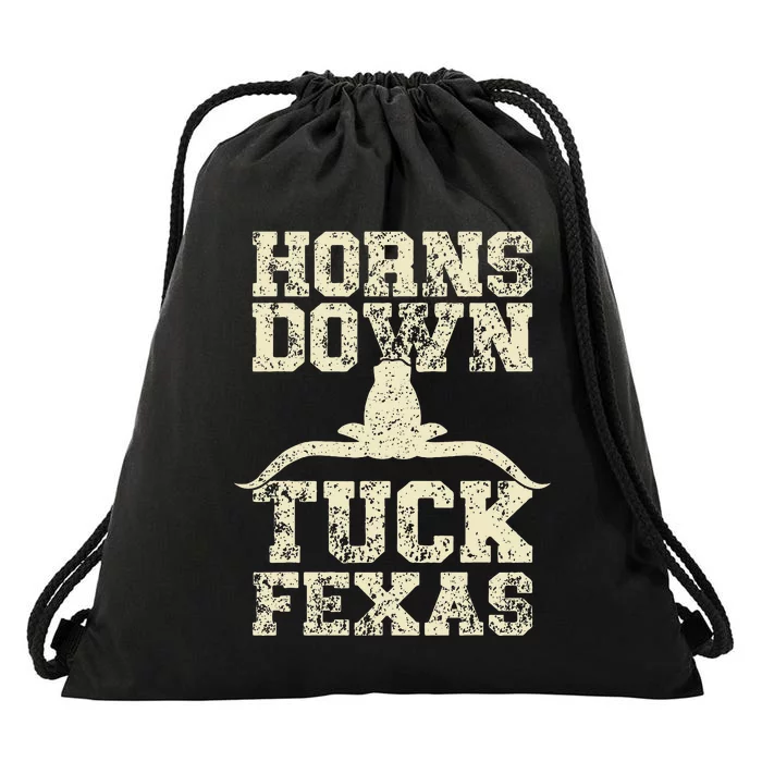 Horns Down Tuck Fexas Game Day Oklahoma Beat Texas Drawstring Bag