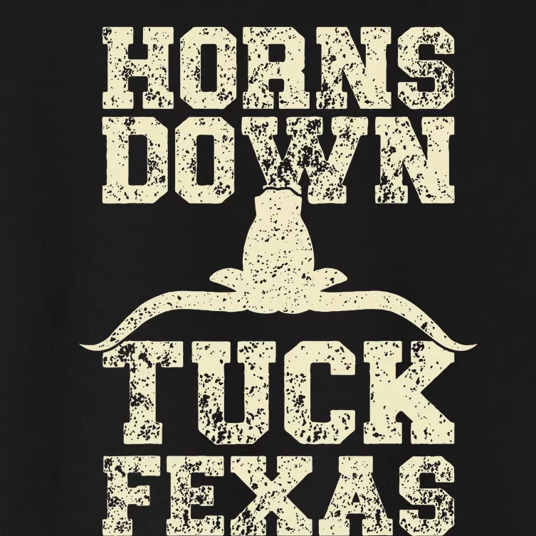 Horns Down Tuck Fexas Game Day Oklahoma Beat Texas Women's Crop Top Tee