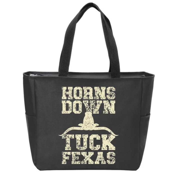 Horns Down Tuck Fexas Game Day Oklahoma Beat Texas Zip Tote Bag