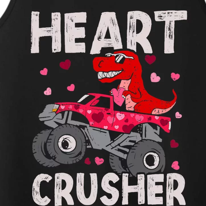 Hearts Dinosaur T Rex Monster Truck Valentines Day Performance Tank